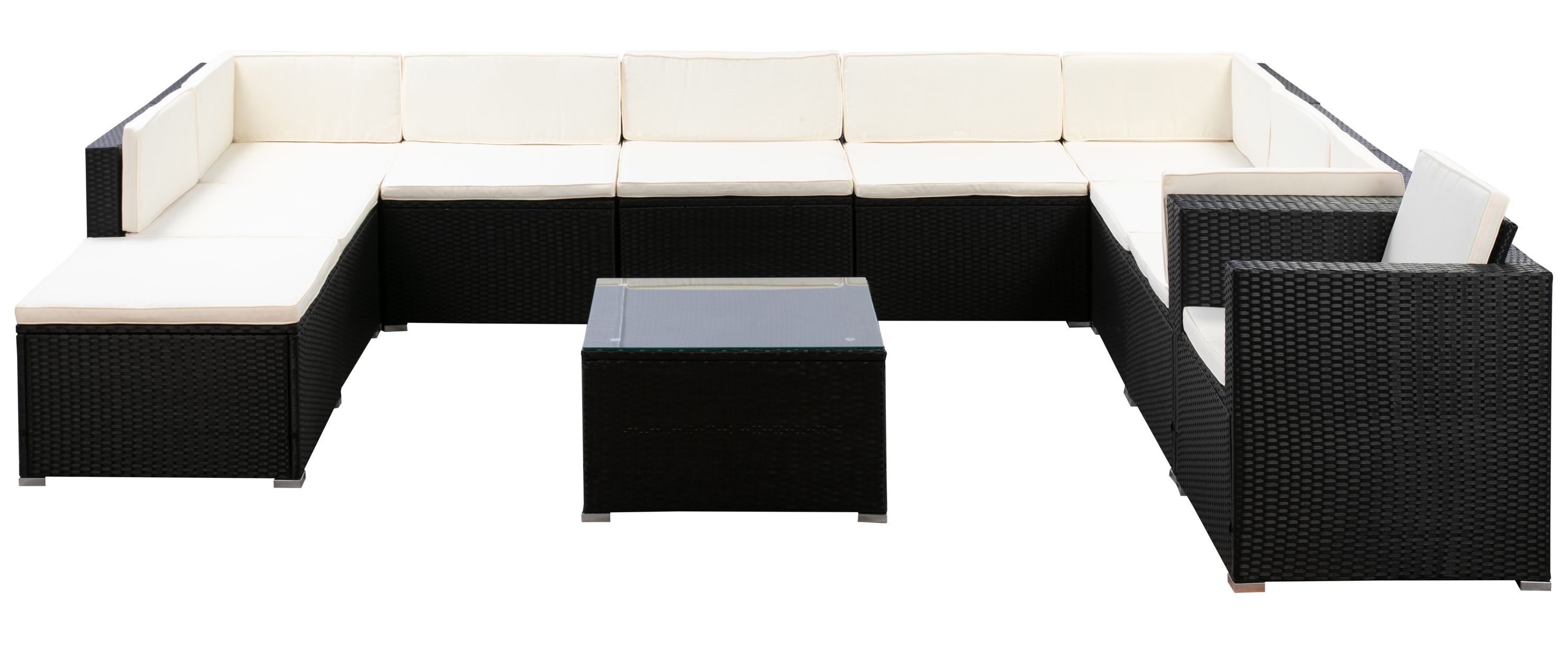  Rattanlounge SANTORINI schwarz/beige